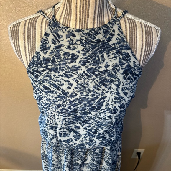 One Clothing Maxi Dress Medium Blue White Patterned Sleeveless Elastic Waist - Picture 2 of 16